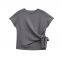 New style European-style women's casual and versatile off-shoulder short-sleeved soft knitted T-shirt