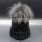 Wholesale New Colorful Detachable Raccon Fur Pompom Fashion Girls Winter Caps
