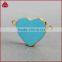 Turquoise Howlite Gold Tone Rim Heart Pendant faceted semi precious stone connectors
