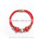 Leather Bracelet Glass Crystal Beads Magnetic Clasp Fashion Women Gift