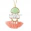 Marble stone with thred tassel pendent necklace