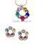 rainbow design flower necklace and earring fashion jewelry sets