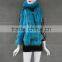 Women Winter Outwear Genuine Cashmere Raccoon Fur Trim Baby Blue Wool Cape