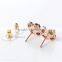 Lucky 18K Gold Plated Flower Shape Diamond Pearl Stud Earring