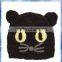 100% acrylic women black knit cat hat/knit animal cat hat/cat hat