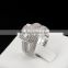 Luxury Full Cluster Diamond Beads Pave Setting White Gold Zircon Stone Ring Set For Wedding