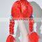 Cartoon Red Dreadloks with two ponytials wig N358