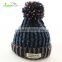 high quality Custom Acrylic knited cap With Top Ball/plush Beanie Hat/Winter fashion warm hat Female lovely melange winter hat