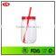Bpa Free 540ml Customized Plastic Jar Tumbler With Straw