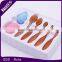 7pcs Popular Cosmetic Sponge Rose Gold Oval Makeup Brush Set With Brush Cleaner