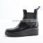 new design wedge thick heel chelsea shiny PVC chelsea rain boots women