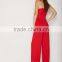 Fahsion wide legs elastic shoulder strappy wholesale jumpsuit for women
