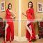 High quality party dress,one shoulder ladies sexy red maxi evening dresses