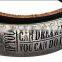 Handmade square tag leather bracelet with words engraved,wholesale custom mens bracelets