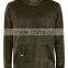 MGOO Plain Basic Velour Classic Fit Hoodie Front Pocket Olive Green Velvet Pullover Men