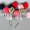 Popular style fur bobble accessory girl fur hair hoop with rabbit fur ball