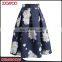 2017 Wholesale Customed Fashion Girl Flower Blue Midi Printed Women Umbrella Skirt