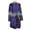 Patch Work Print Neck Frill Old Women Wrap Dress