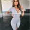 Cotton Black Gray Bodycon Playsuit Women Wear On Both Sides Sexy Jumpsuit Autumn 2021 Zip Up Party Club Romper Jumpsuits Shorts