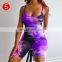 5colors Women High Elastic Sexy Tights U Neck Spaghetti Strap Bodycon Tie Dye Rompers Womens Sexy