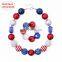 USA Flag Chunky Necklace Bracelet 2pcs Set Girl Bubble Beads Jewelry Sets