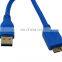 Superspeed USB 3.0 Type A Male to Micro B Male 24/28AWG Cable (10 Feet, Blue)
