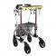 Disabled upright walker ,aluminum stand up folding rolling walker rollator with handle and net bag