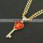 Ruby Heart Key Pendant Necklace 20