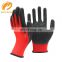 Cheap 13guage knitted orange nylon coated black latex on palm gloves
