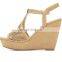 women high fashion good quality synthetic upper high heels open toe buckle strap wedges sandals shoes (LAJWG0037)