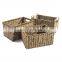 HBK seagrass magazine newspaper organic water hyacinth storage basket with wooden handle
