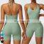 Breathable Sports Rompers Workout Bodysuit Custom Gym Fitness Sets Women Sleeveless Halter One Piece Short Yoga Jumpsuit
