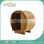 Wooden red cedar barrel steam sauna room