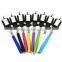 Colorful wireless self camera monopod selfie stick with custom logo for ios and android