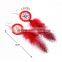 China Yiwu Modern Fashion Various Colors Feather Dream Catcher Earrings With 14k Gold Chains