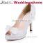 China wholesale white wedding shoes middle heel women peep toe shoes for party