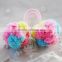 Double Pom Pom Elastic Hair Ties,Cute MIxed Color Wool Ball Elastic Hair Band,Kids Hair Accessories