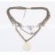America and Europe coin pendant three layered chain necklace for women                        
                                                                                Supplier's Choice