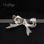 Fashion Jewelry Rhinestone Silver Little Bowknot Brooch Lady Girls Dresses Hijab Scarf Party Gift Apparel Promotion Accessories