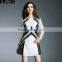 Cotton Europe Fashion White And Black Women's Long Guidle Party Dress