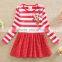 (LH5908) 4-8Y nova kids wear red Neat new girl dresses striped fancy dresses latest cotton frock designs kids embroidery dress