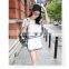 Korean Clothes Loose Hoodies Sweatshirt Short Sleeve Stripe Sport Suit for Women