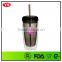 16oz bpa free plastic double insulated tumblers with straw