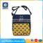 Customized popular yellow ladies polyester college shoulder long strap bag