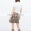 Guangzhou Garment Manufacturer 2016 Summer Floral Print Satin High Waist Pleated Midi Skirt