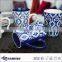 Ceramic mug v shape with blue design
