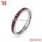 Hot sale birthstone silver color chinese zodiac gem stone ring stainless steel ring with red zircon