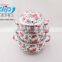 3 PCS ENAMEL CASSEROLE FULL OF FLOWER