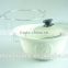 Ivory oval ceramic/porcelain soup tureen pot embossed with glass lid metal stand & color gift box for promotion