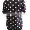 Polka dots Chiffon Round neck with Flower Lace Short Sleeve Ladies Blouse
